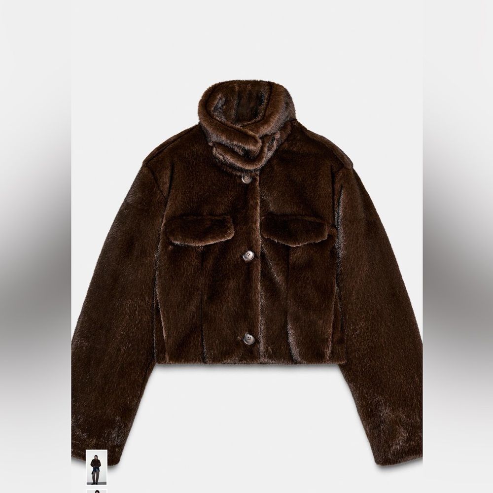 Zara Brown Faux Fur Jacket